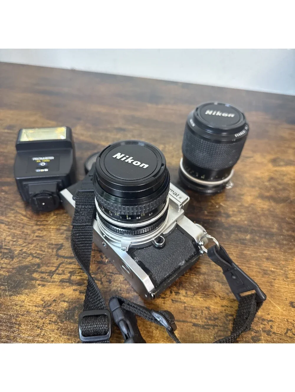 Nikkormat 35mm Film Camera Bundle 43‑86mm Zoom + 50mm Lens Flash Bag Tested